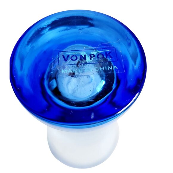 Set Of 4 Martell Cognac Etched Cobalt Blue Cocktail Glasses 9oz Von Pok - Picture 5 of 9